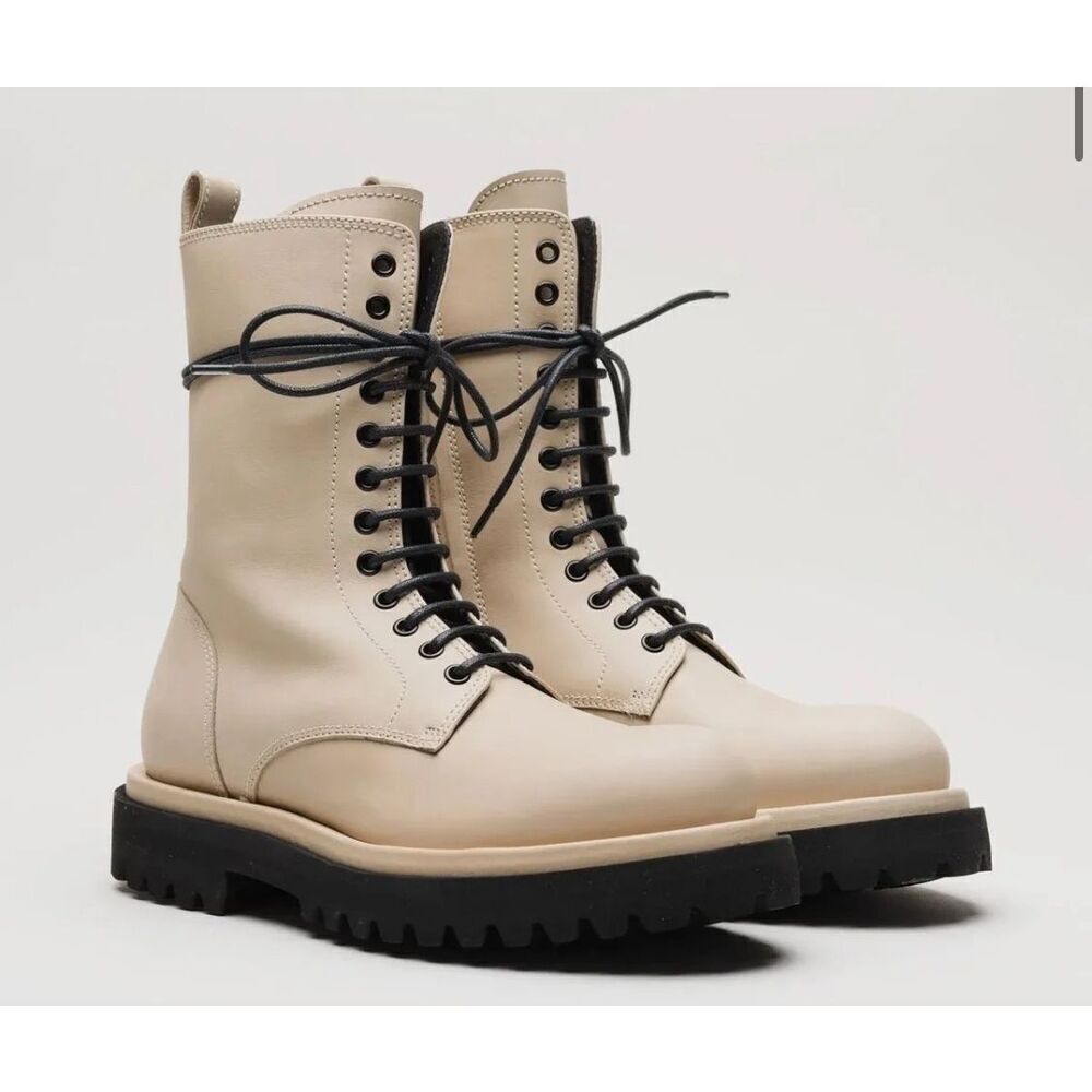 OFFICINE CREATIVE WISAL Lace Up Boot in Oat Milk Size 38/ US 8